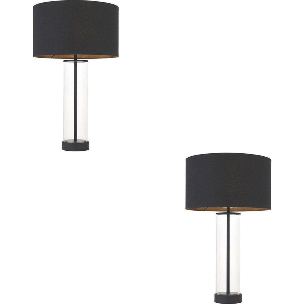 Loops Direct Pack of 2 Fabric and Glass Table Lamp - Matt Black