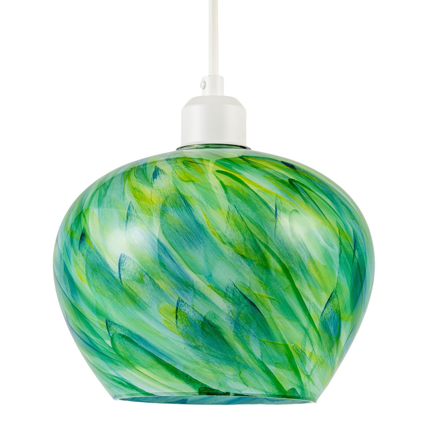 Happy Homewares Green Glass with Brush Pendant Shade - 22cm