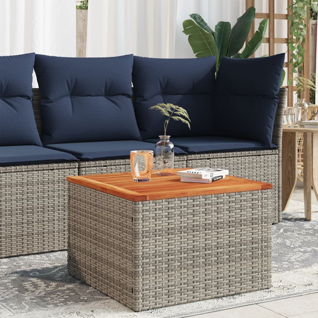 Walplus PE Rattan Garden Table - Grey - 55 x 55 x 37 cm