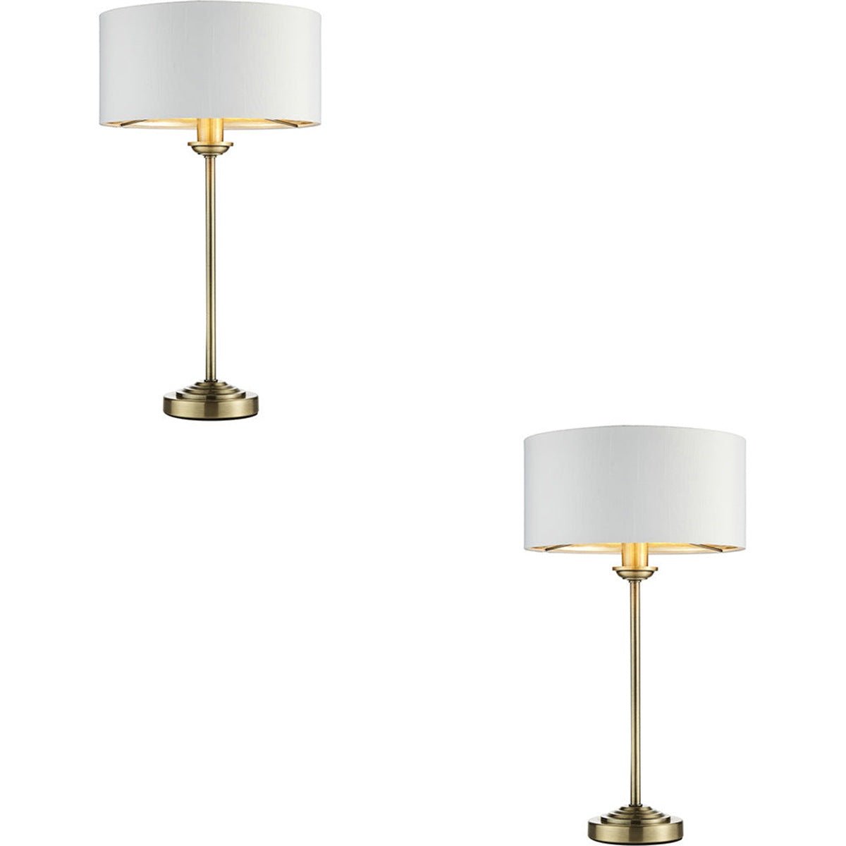 Loops Direct Pack of 2 Steel and Fabric 7W LED Table Lamp - Antique Brass