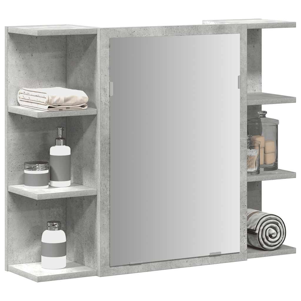 Walplus Bathroom Mirror Cabinet - Concrete Grey - 80 x 20.5 x 64 cm