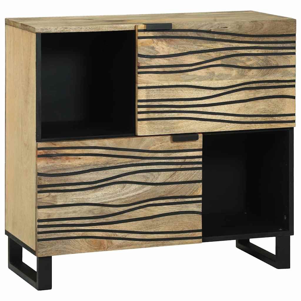 Walplus 2 Door Rectangular Solid Wood Sideboard - Brown - 80 x 33 x 75 cm