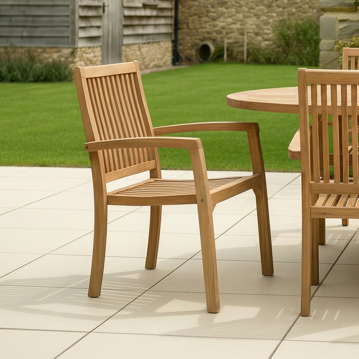 Charles Bentley Set of 2 Teak Stacking Chairs - Brown