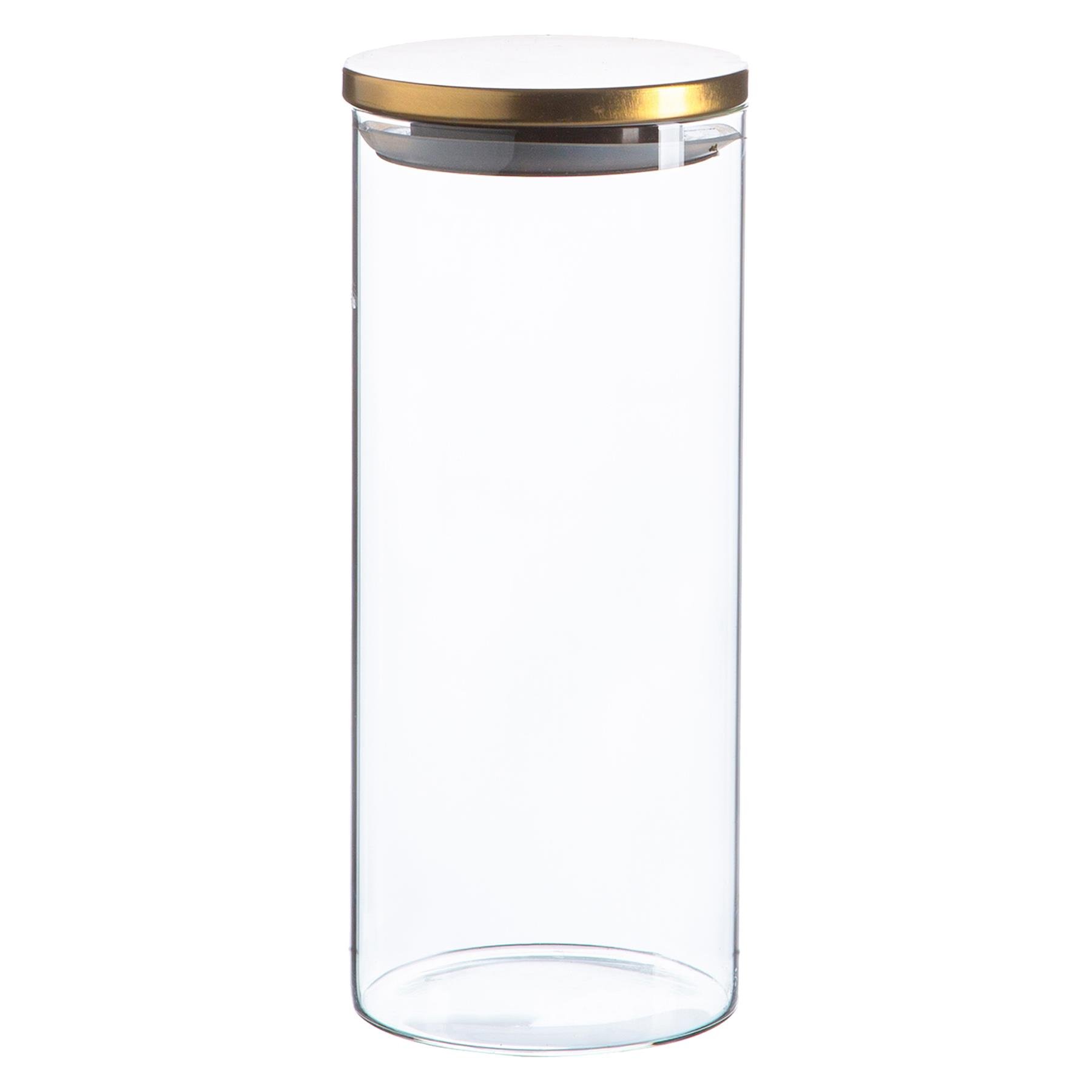 Argon Tableware Glass Storage Jar with Metal Lid - Gold
