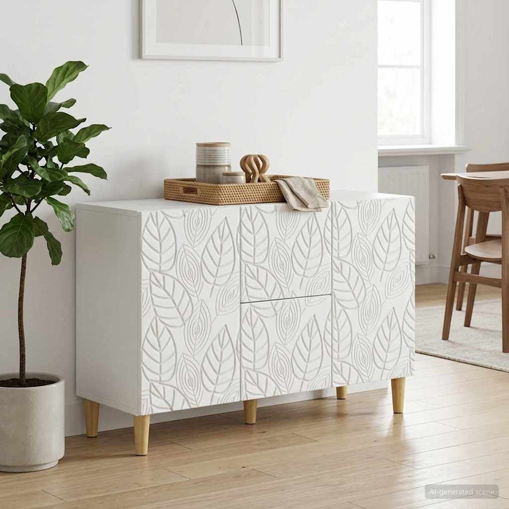 Walplus 2 Drawer Sideboard Engineered Wood - White - 89 x 34.5 x 60 cm