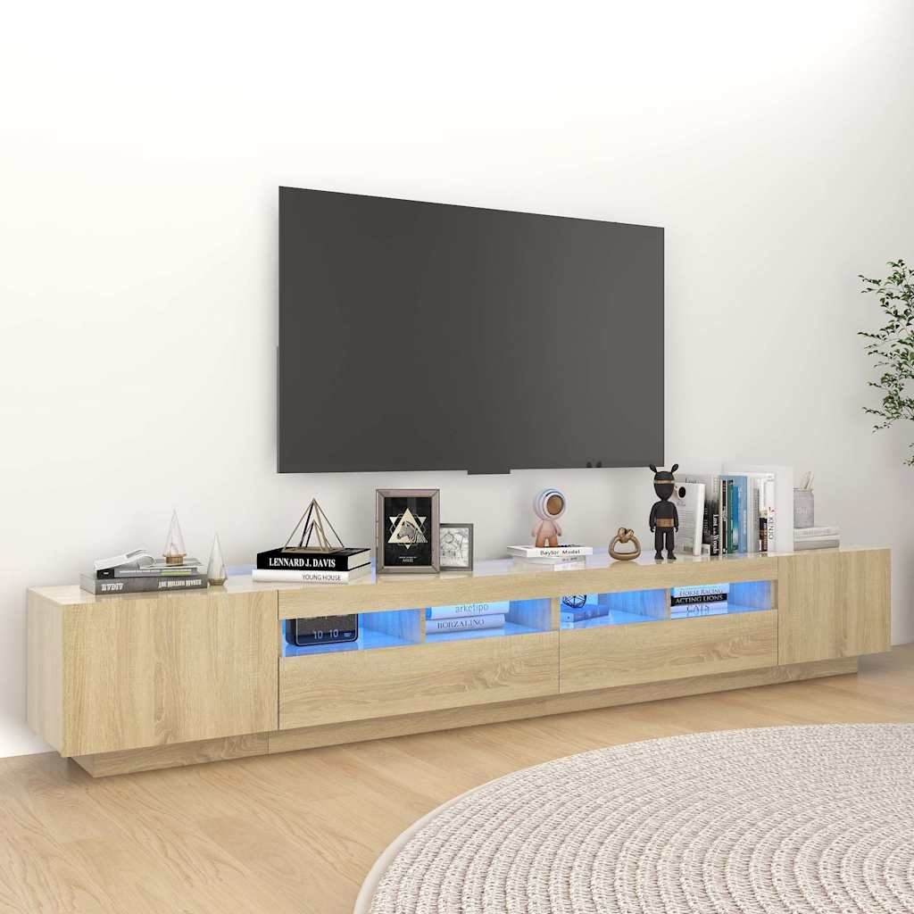 Walplus LED Engineered Wood TV Cabinet - Light Oak - 260 x 35 x 40 cm