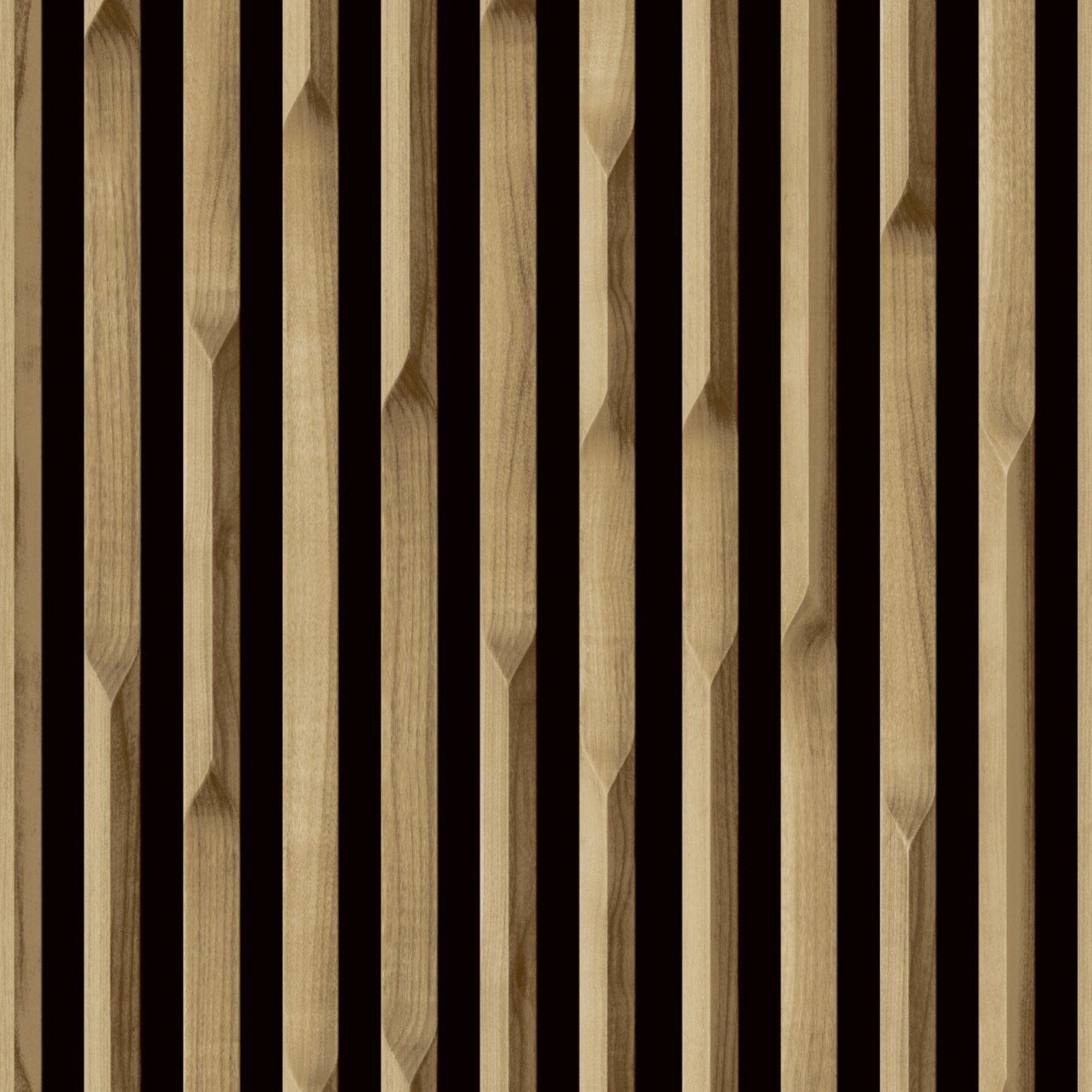 Grandeco Lamella Wood Slat Panel 3D Realistic Textured Wallpaper - Oak