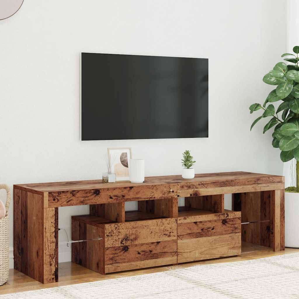 Walplus Engineered Wood LED 2 Doors TV Cabinet - Old wood - 140 x 36.5 x 40 cm