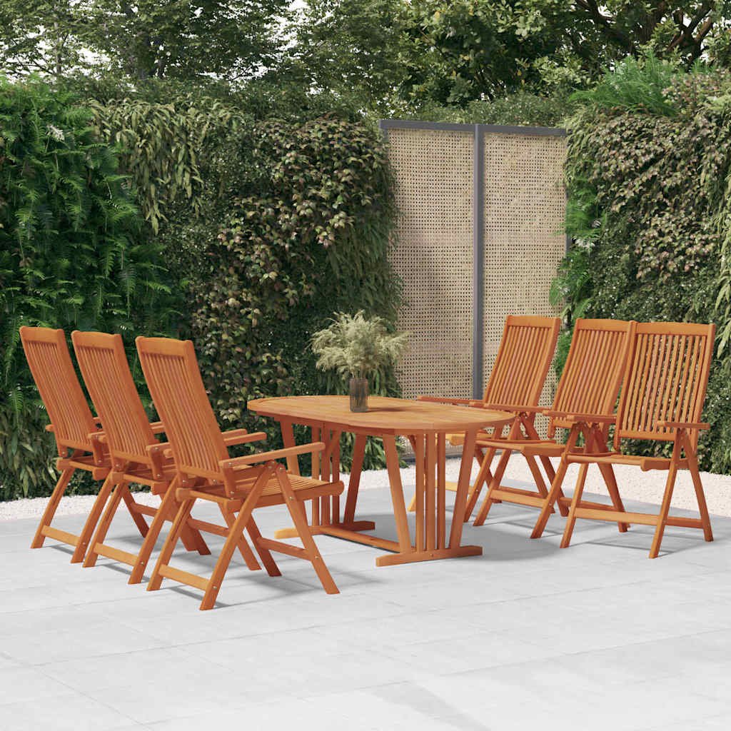 Walplus 7 Piece Eucalyptus Garden Dining Set - Brown - 150-200 x 100 x 75 cm