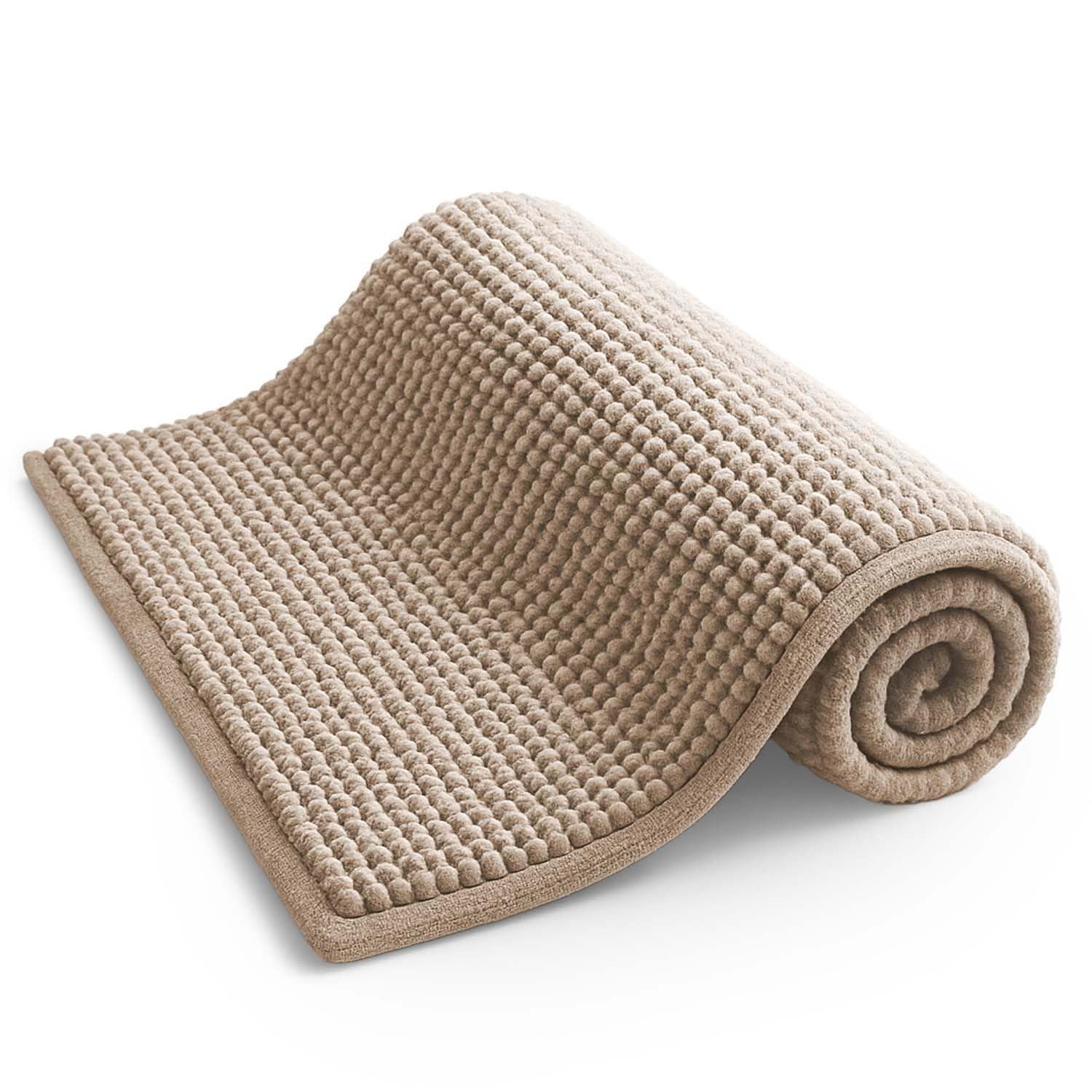 Keplin Chenille Non-Slip Microfibre Bath Mat - 40 x 60cm - Beige