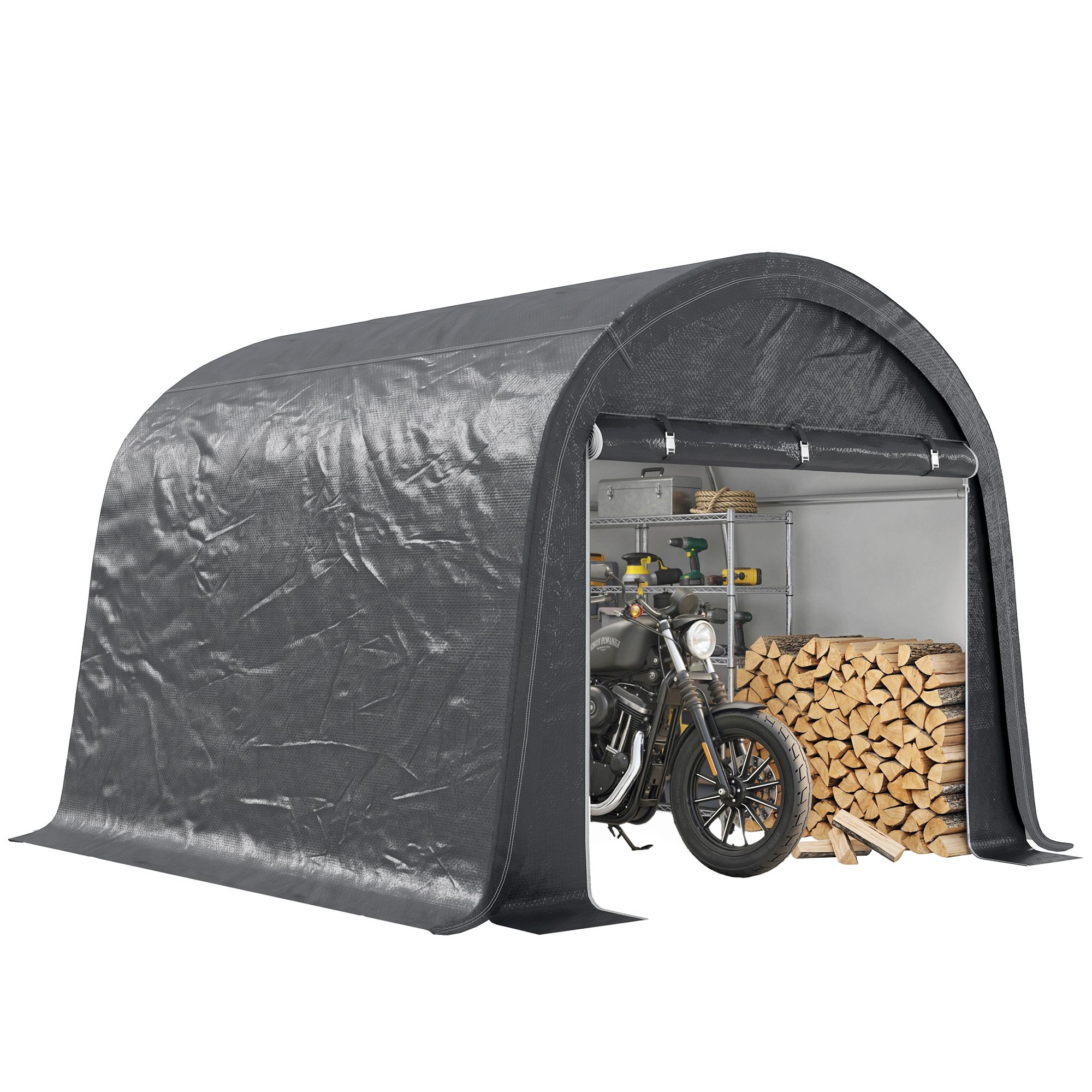 Outsunny Galvanised Steel Frame Garden Storage Tent – Grey