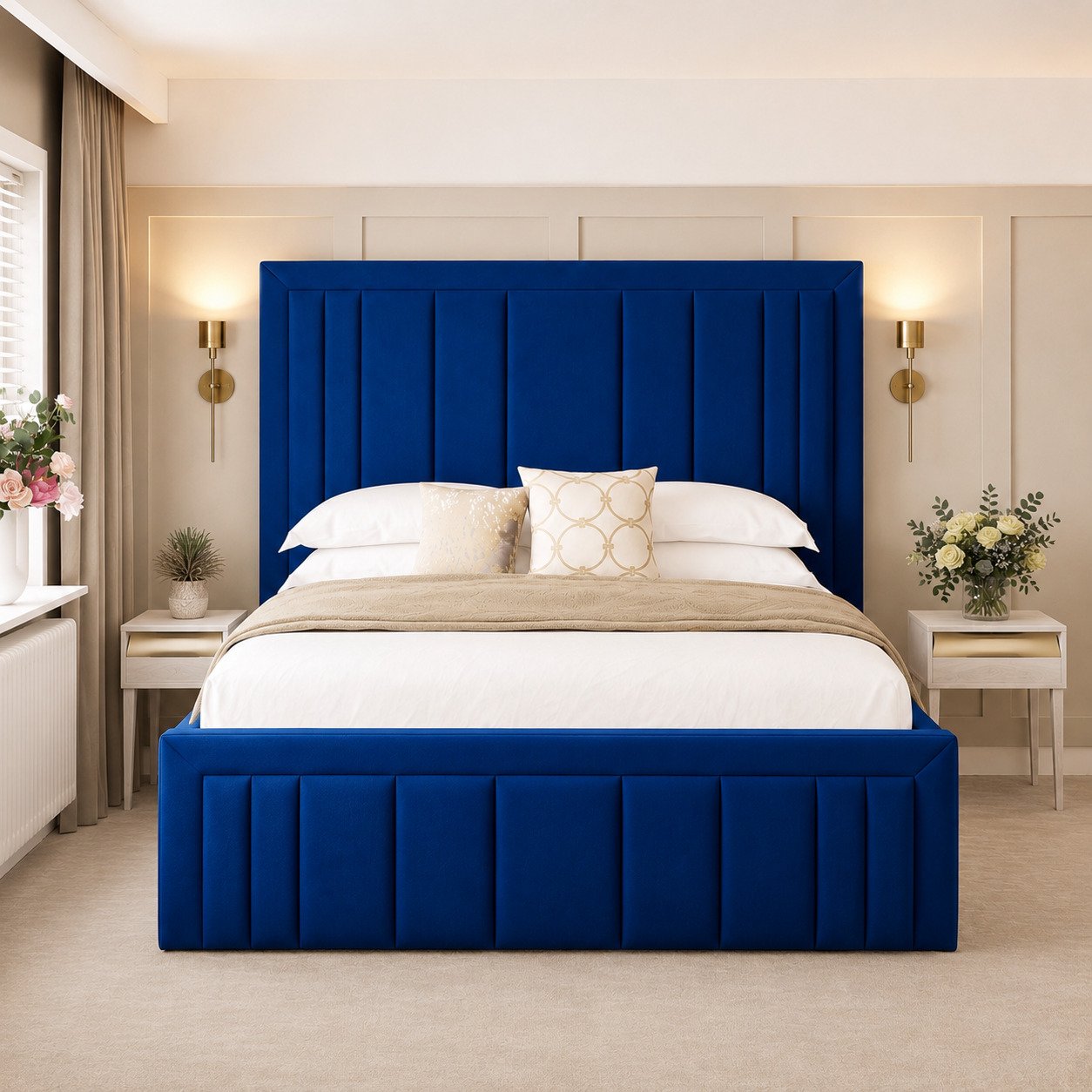 Bed Choices Emperor Kingsize Ottoman Bed Frame With 54" Headboard - Blue