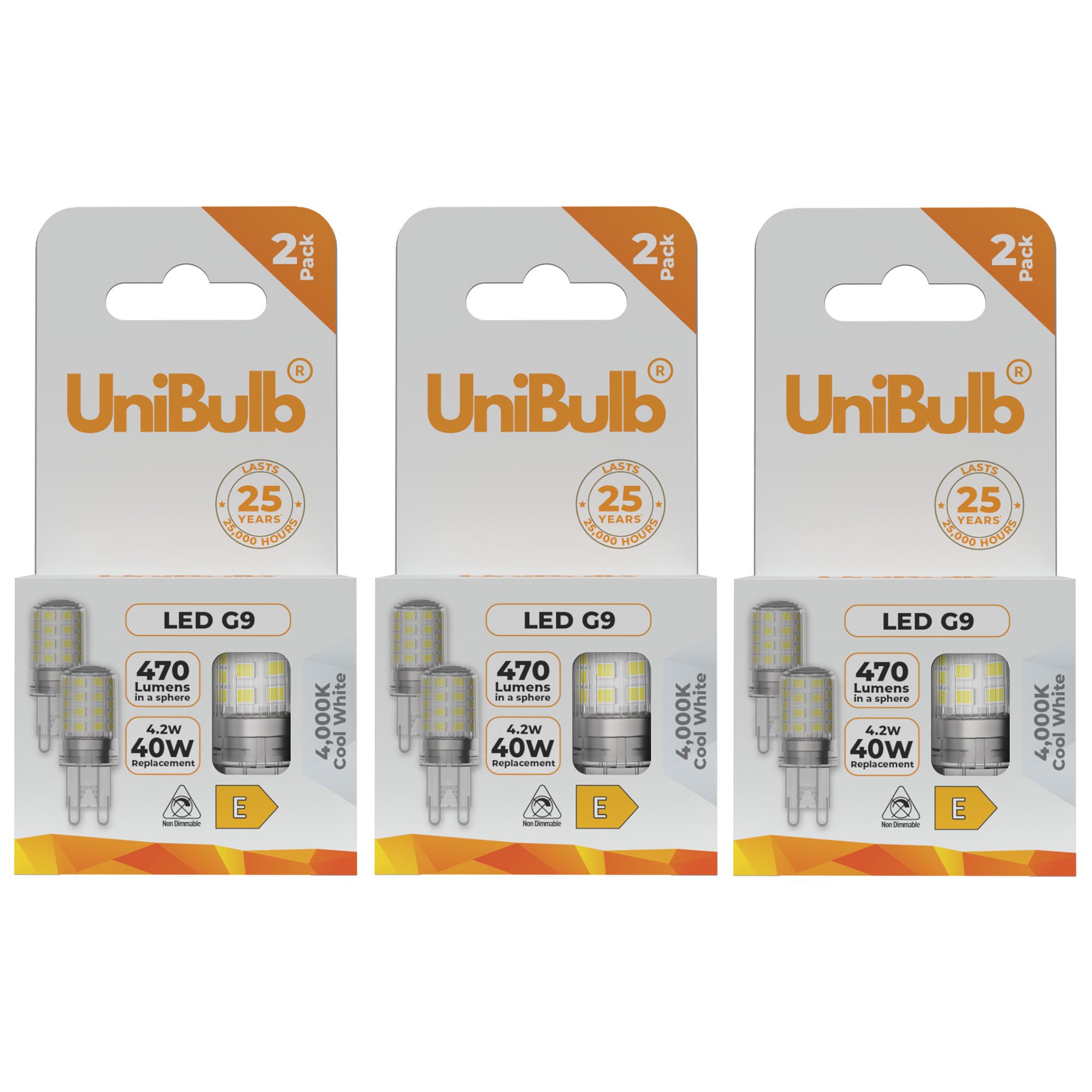 UniBulb 4.2W LED Cool White Capsule G9 Light Bulb - Pack of 6