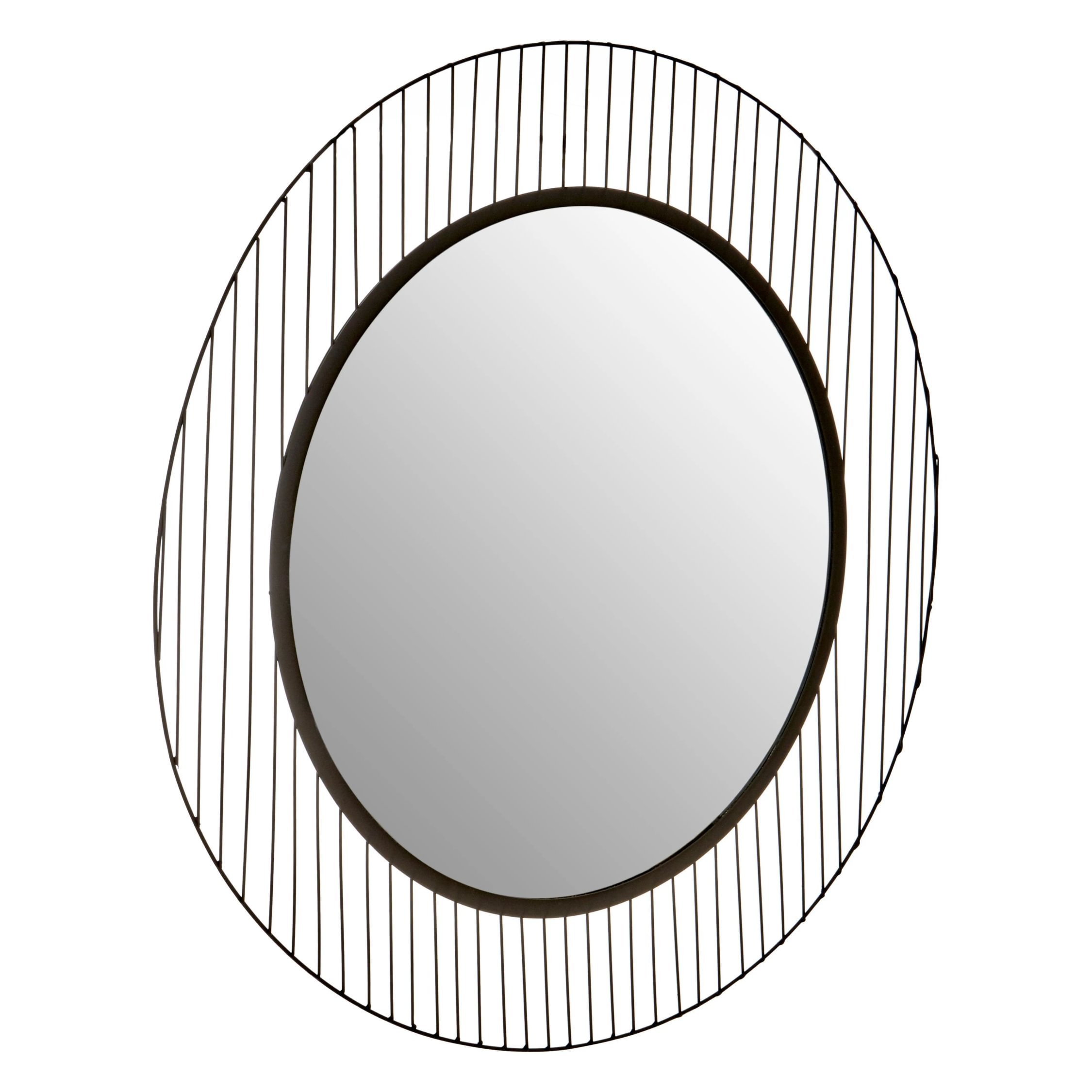 Orsina Trento Linear Lines Frame Wall Mirror – Black