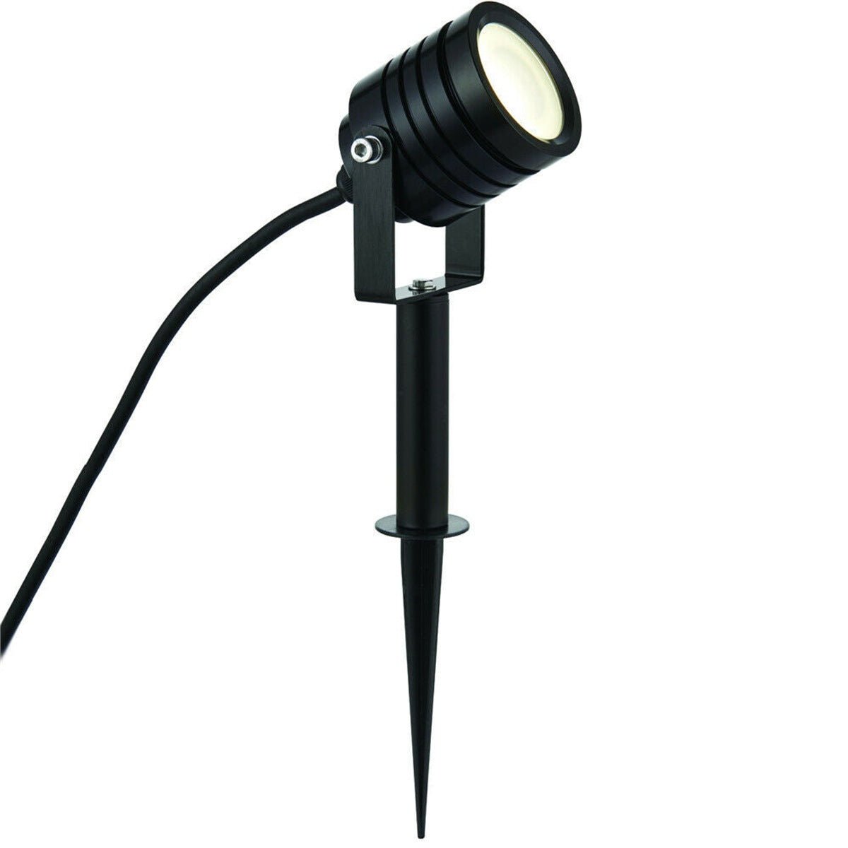 Loops Direct 6cm Aluminium Alloy LED Outdoor Ground Spike Lamp - Matt Black