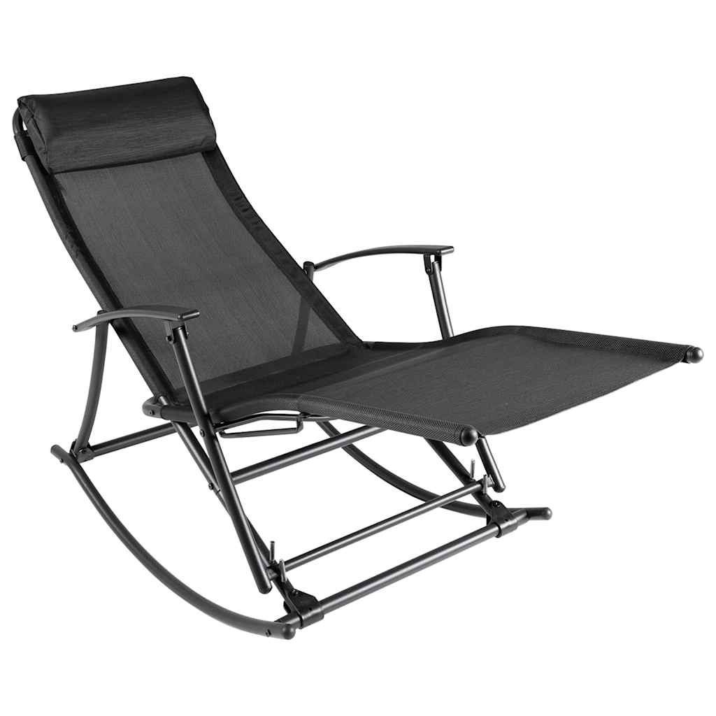 Walplus Steel 2 Position Garden Rocking Chair - Black - 150 x 64 x 83 cm