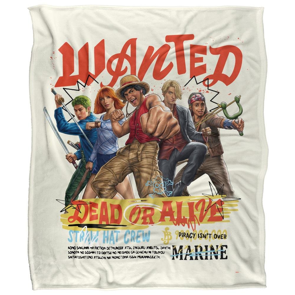 One Piece Straw Hat Crew Wanted Dead Or Alive Soft Blanket - 127cm x 152cm