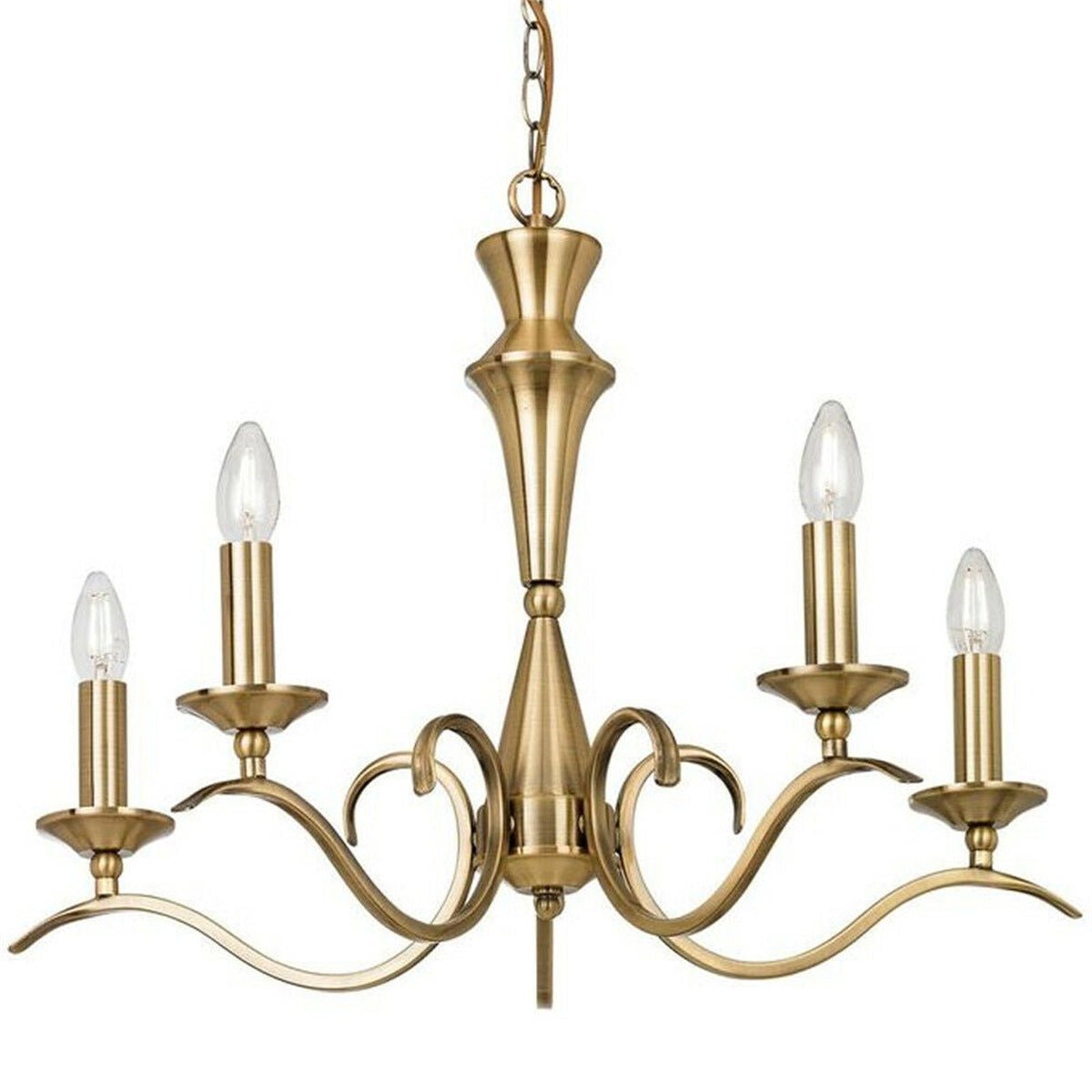 Loops Direct Steel 5 Light Chandelier Pendant - Antique Brass