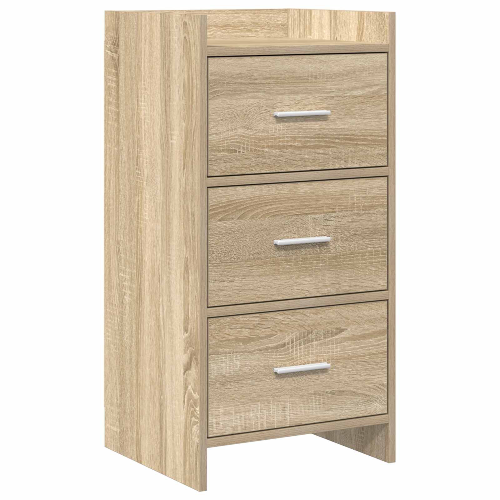 Walplus 3 Drawer Rectangular Sideboard - Sonoma Oak - 40 x 36 x 80 cm