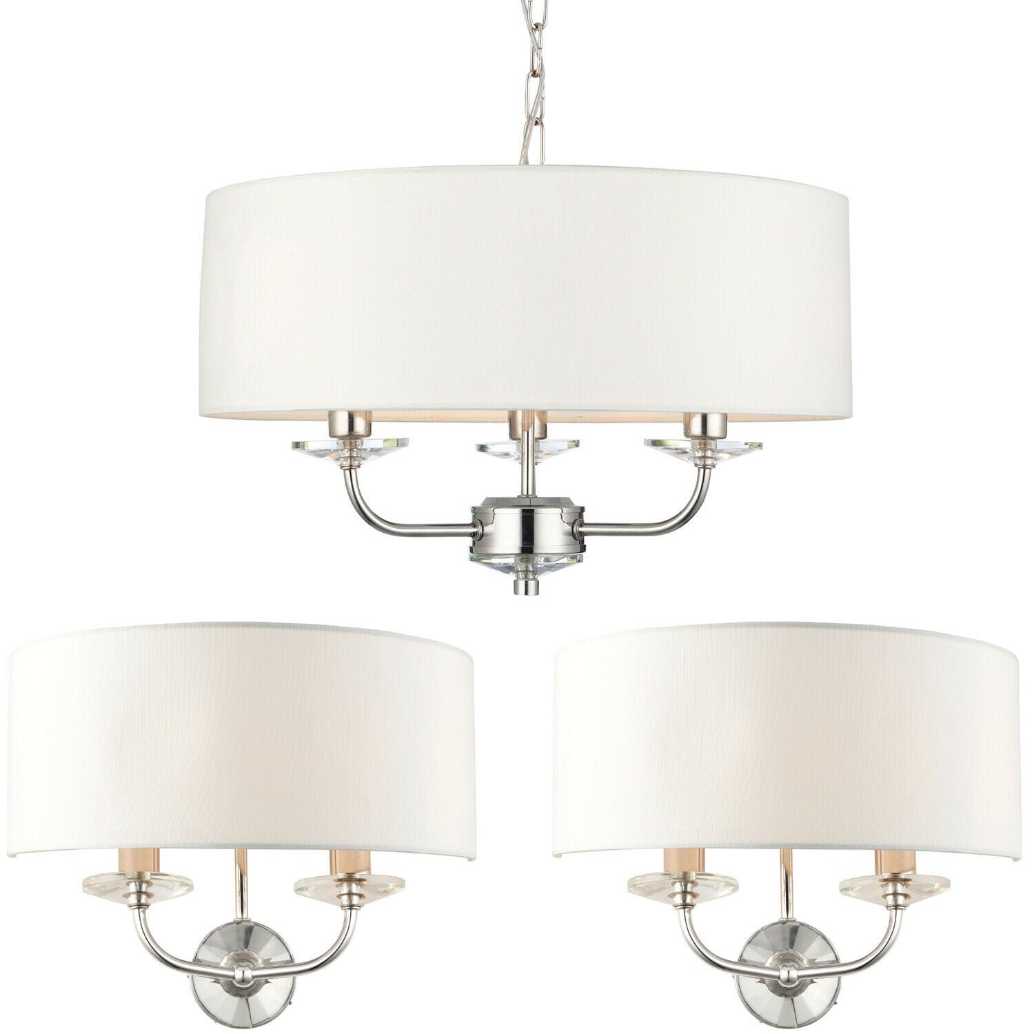 Loops Direct Steel Crystal Pendant Wall Lights - Bright Nickel