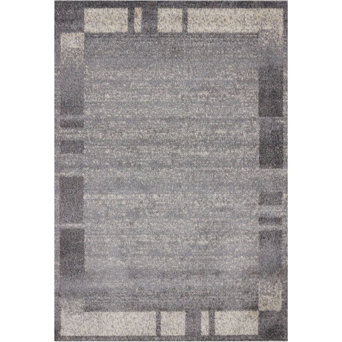 The Rugs Grey and Cream Efes Bordered Rug Stain Resistant - 160 x 230cm
