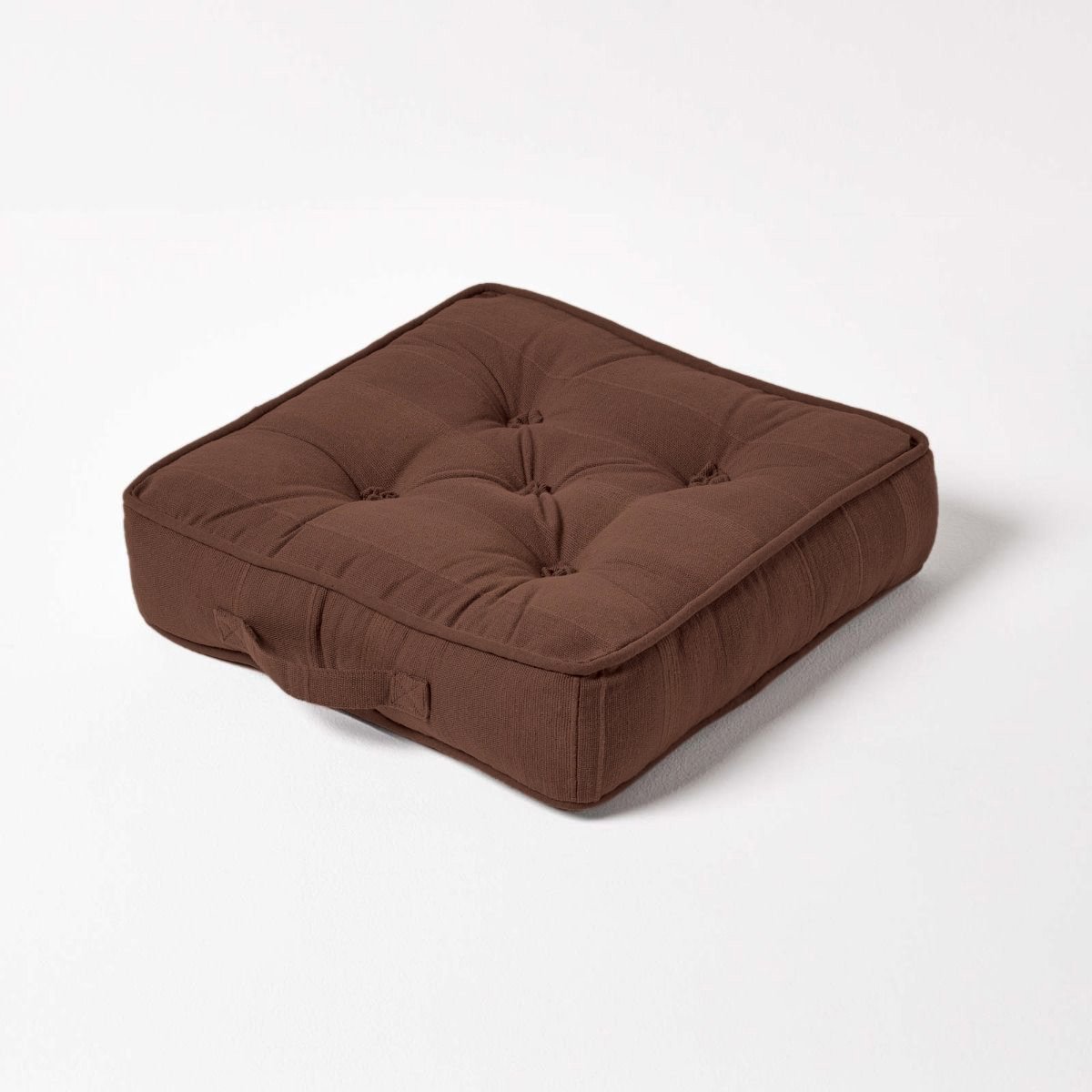Homescapes Rajput Ribbed Cotton Floor Cushion - Chocolate Brown