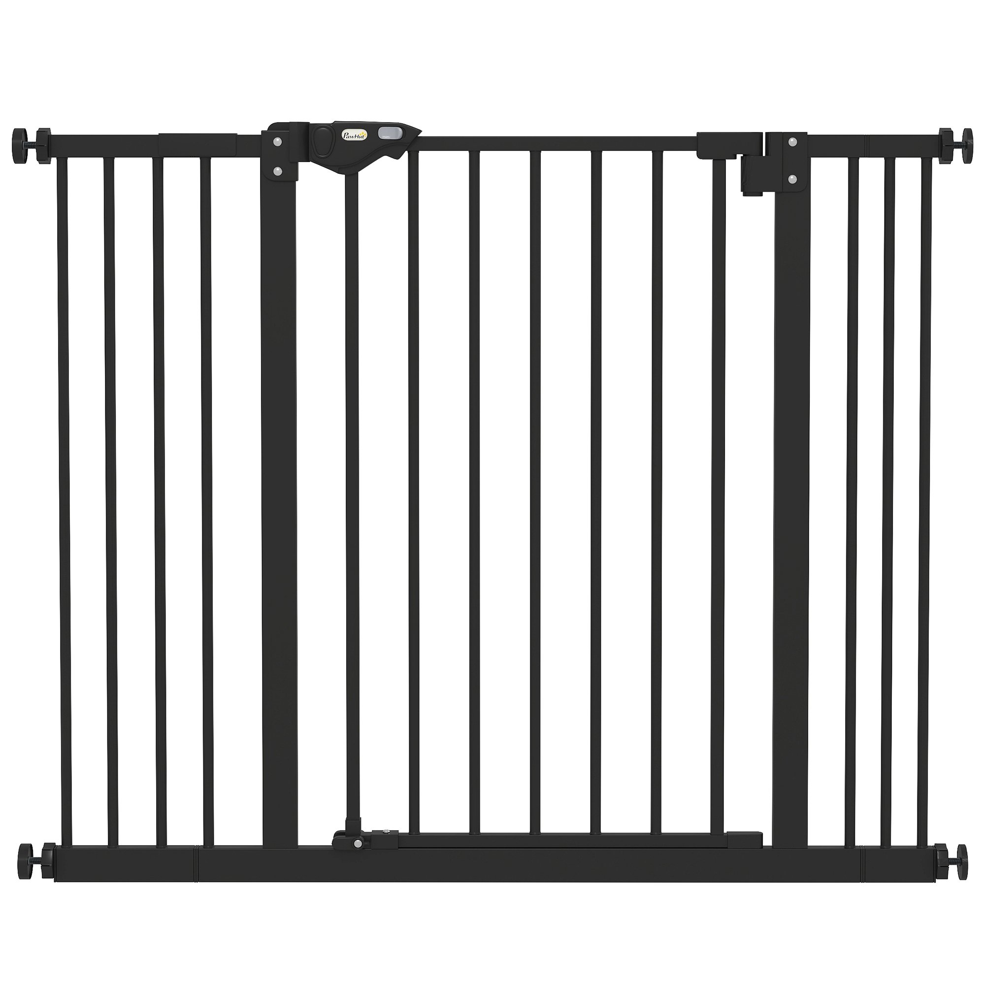 PawHut Pressure Fit 2-Extension Auto Closing Dog Gate - 74-100cm - Black