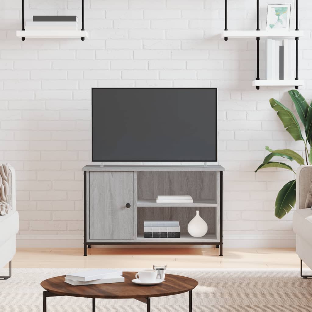 Walplus Engineered Wood TV Cabinet - Grey and Oak - 80 x 40 x 50 cm