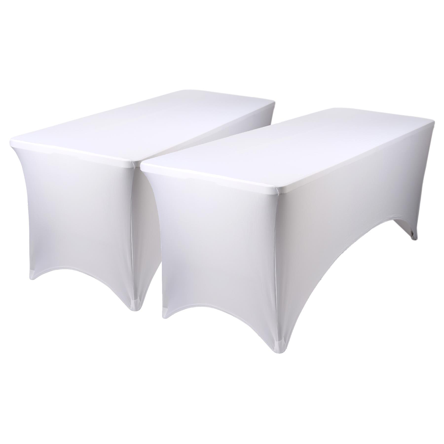 Harbour Housewares 2x Rectangular Spandex Fitted Tablecloths - White