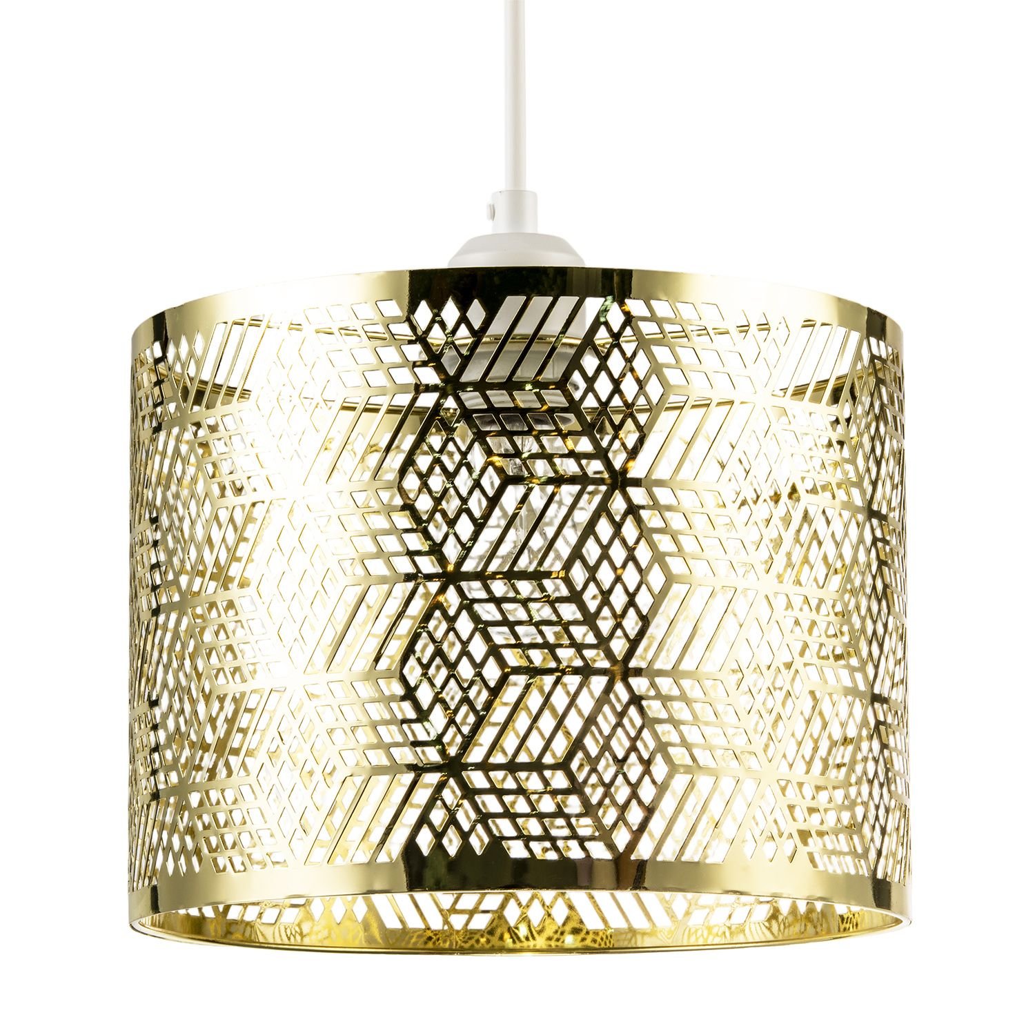 Happy Homewares Zig Zag Gold with Cut Diamonds Pendant Shade - 25cm