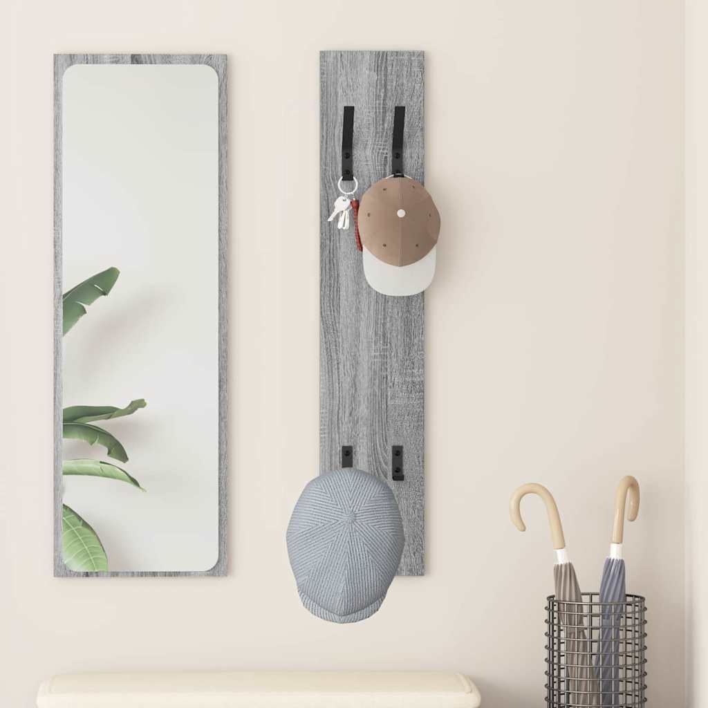 Walplus Engineered Wood Wall-Mounted Coat Rack - Grey sonoma - 20 x 1.5 x 100 cm