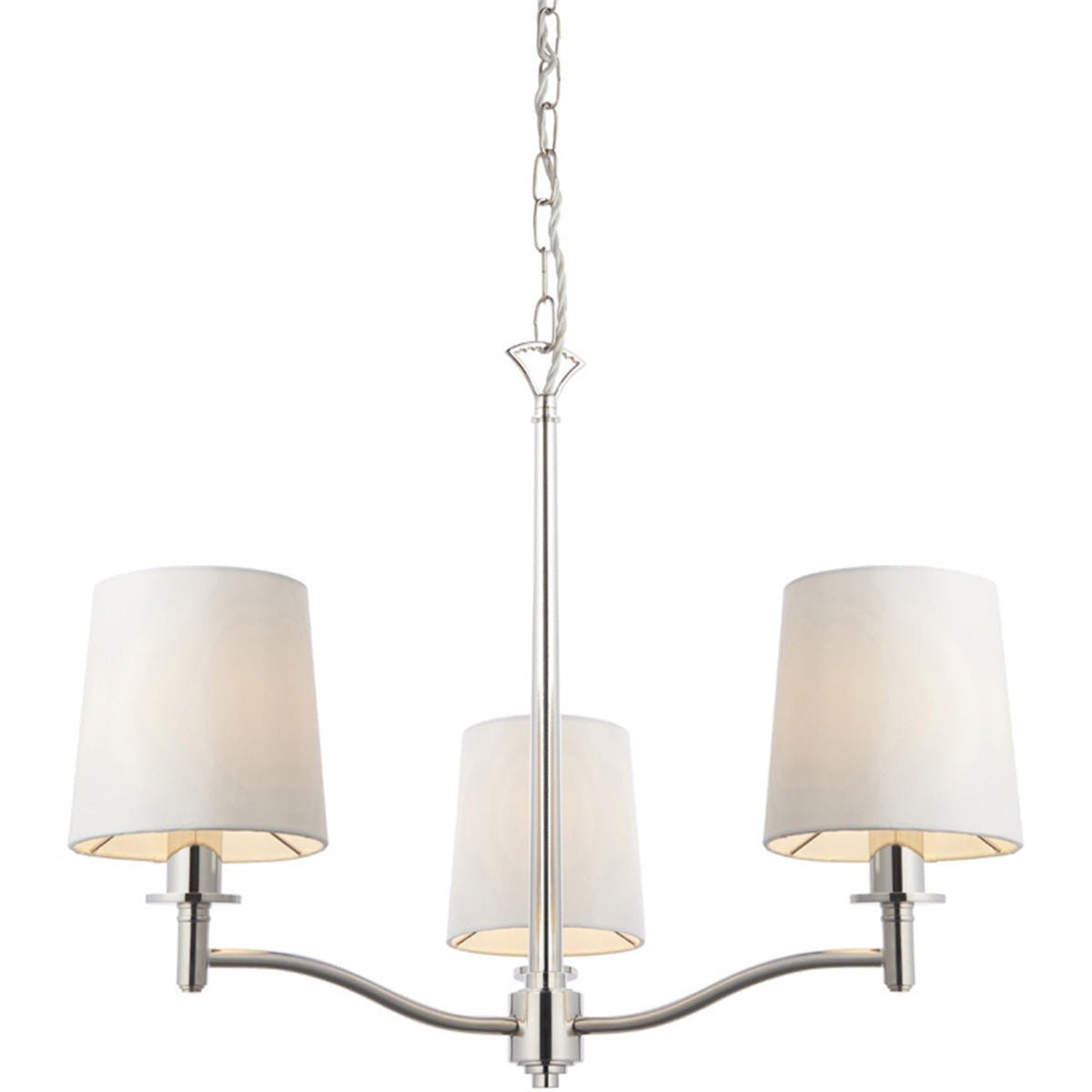 Loops Direct Steel and Fabric 3 Light Pendant - Bright Nickel Plate