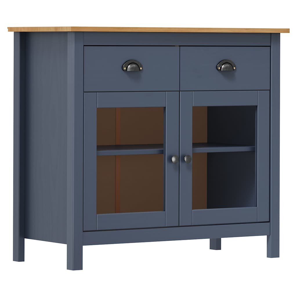 Walplus Solid Pine Sideboard - Grey and Honey Brown - 90 x 40 x 80 cm
