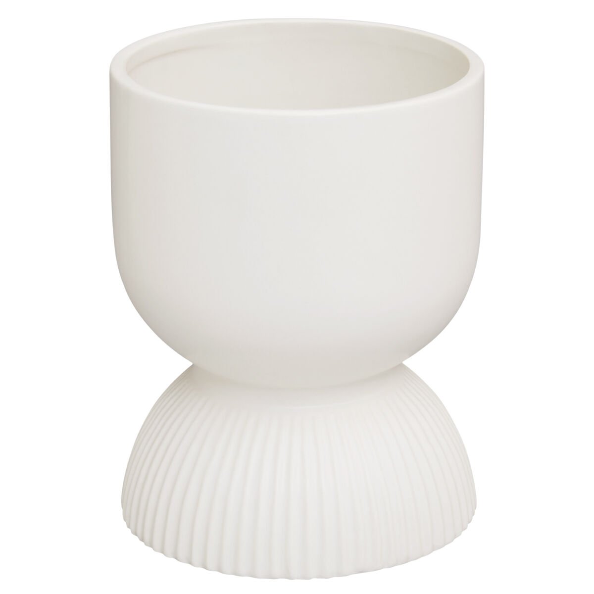 Orsina Fia Ribbed Ceramic Planter - White