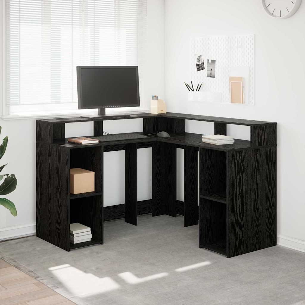 Walplus Engineered Wood Desk - Black Ash - 130 x 130 x 91 cm