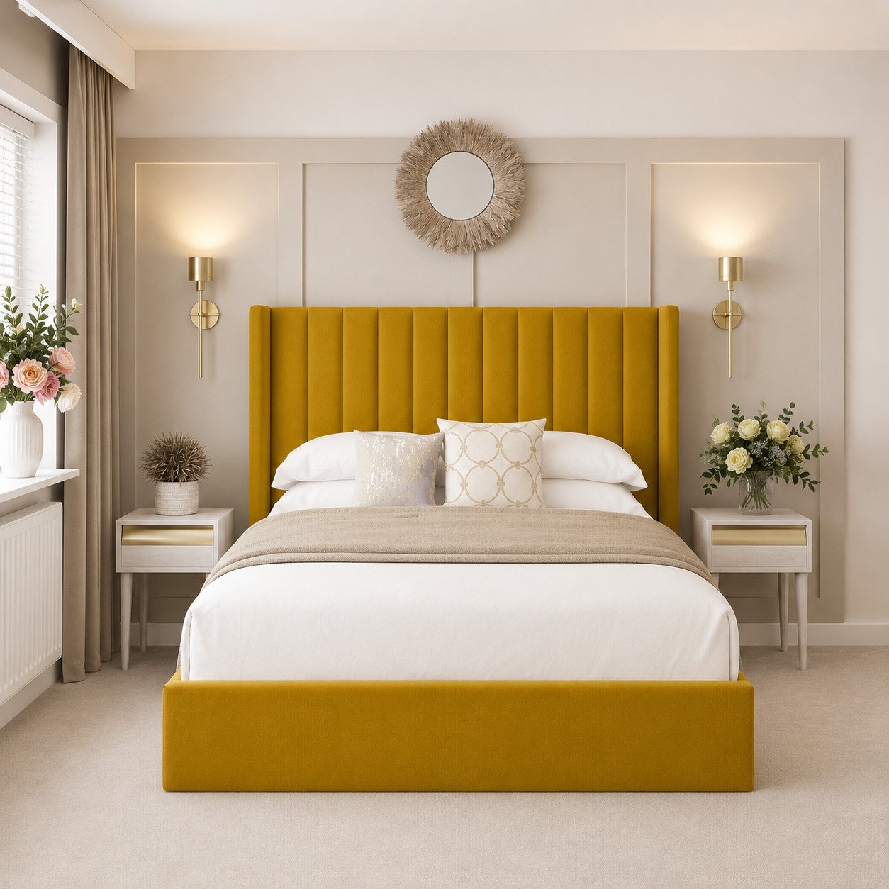 Bed Choices Madison Kingsize Bed Frame With 54" Headboard - Mustard
