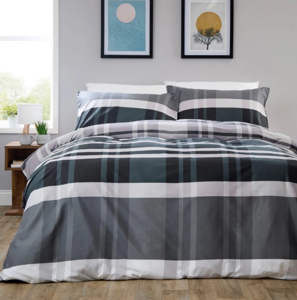 New Edge Blinds Dylan Check Grey Duvet Set - Single