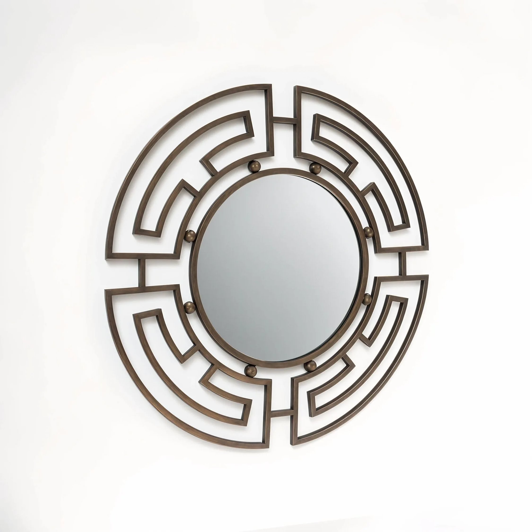 Orsina Jalal Bronze Metal Frame Round Wall Mirror – Brown