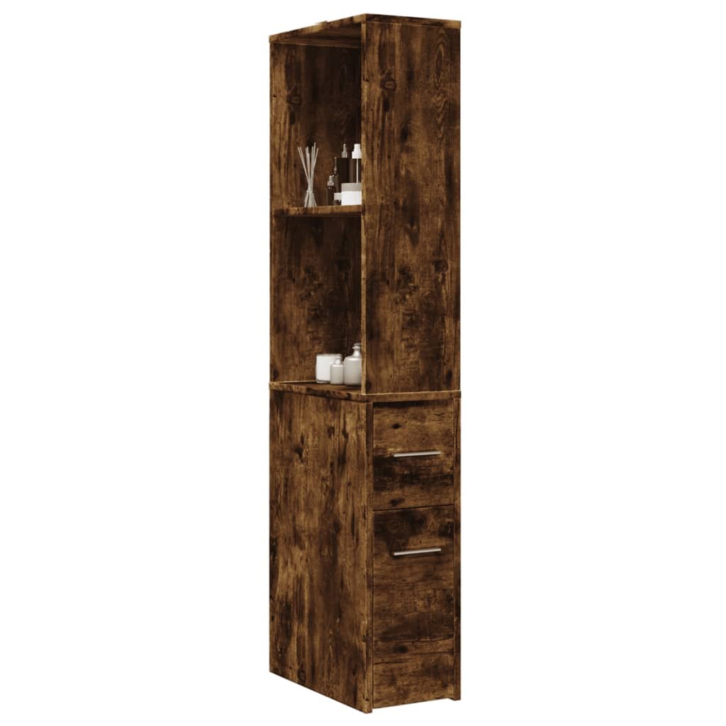 Walplus Engineered Wood Cupboard - Dark Oak - 22 x 41 x 135 cm