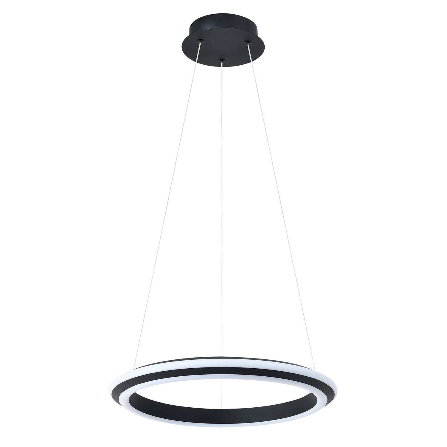 Happy Homewares Black LED Circular Halo in Matte Sand Black Pendant Light - 40cm