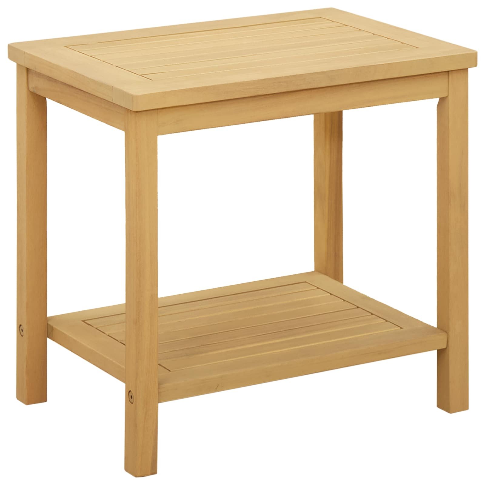 Walplus Solid Acacia Wood Side Table - Natural - 50 x 35 x 45 cm