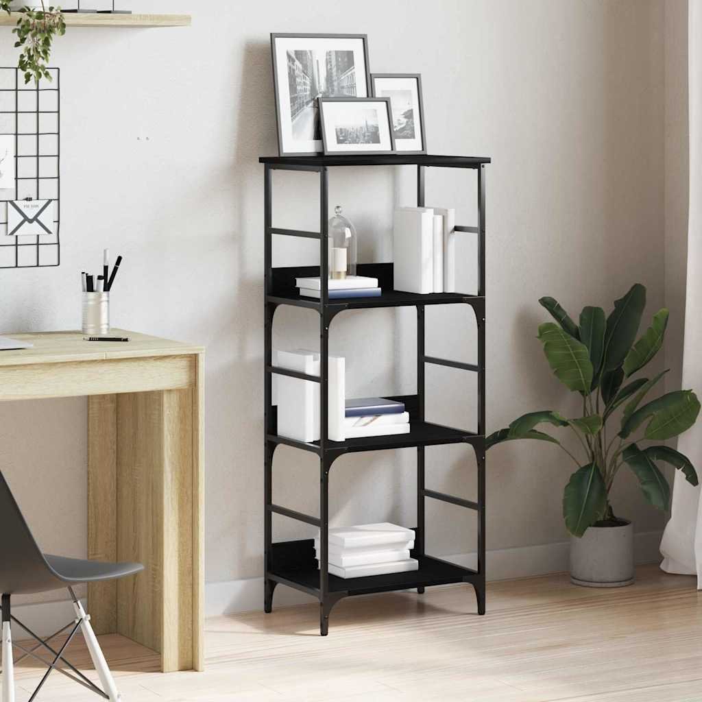 Walplus 3 Tier Engineered Wood Bookshelf - Dark Oak - 50 x 33 x 117.5 cm