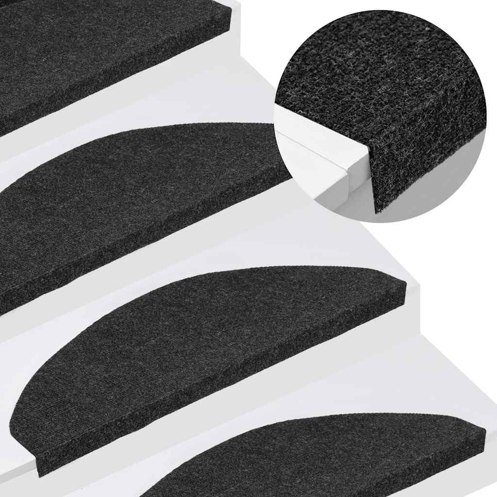 Walplus Pack of 10 Needle-Punched Stair Mats - Black - 65 x 22.5 cm