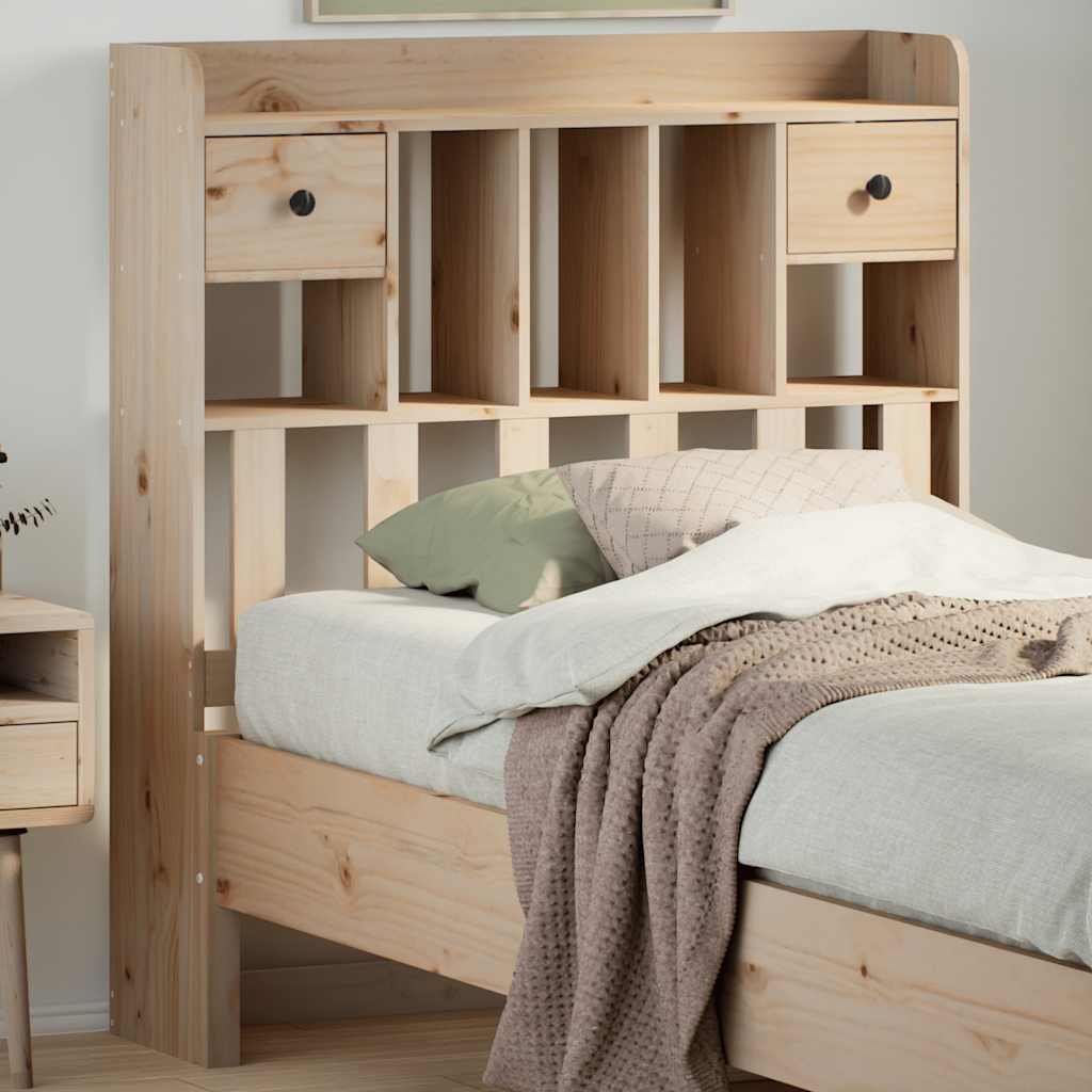 Walplus Pine Wood Headboard with Storage - Brown - 81 x 23 x 110 cm