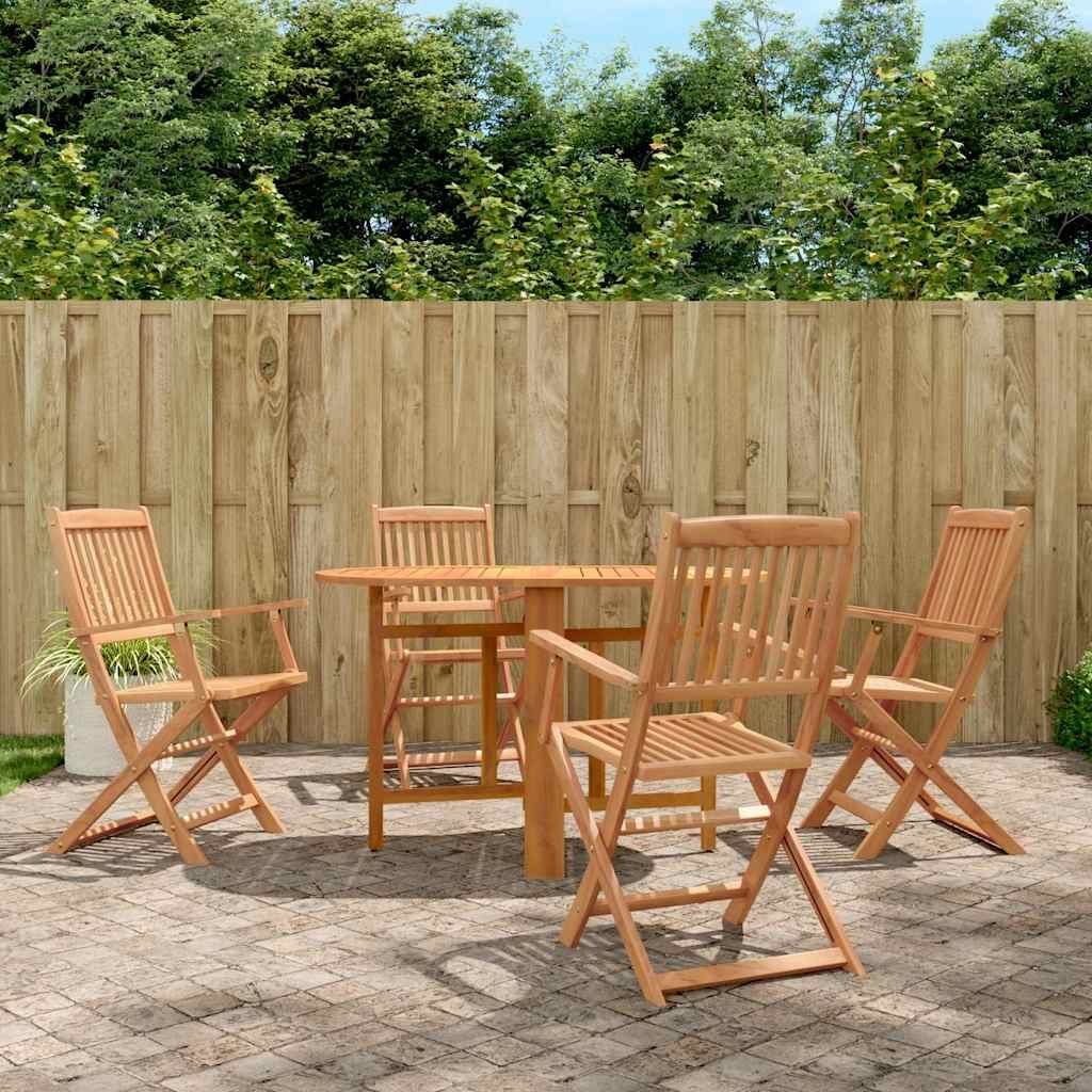 Walplus 5 Piece Acacia Wood Outdoor Dining Set - Brown - 120 x 70 x 74 cm