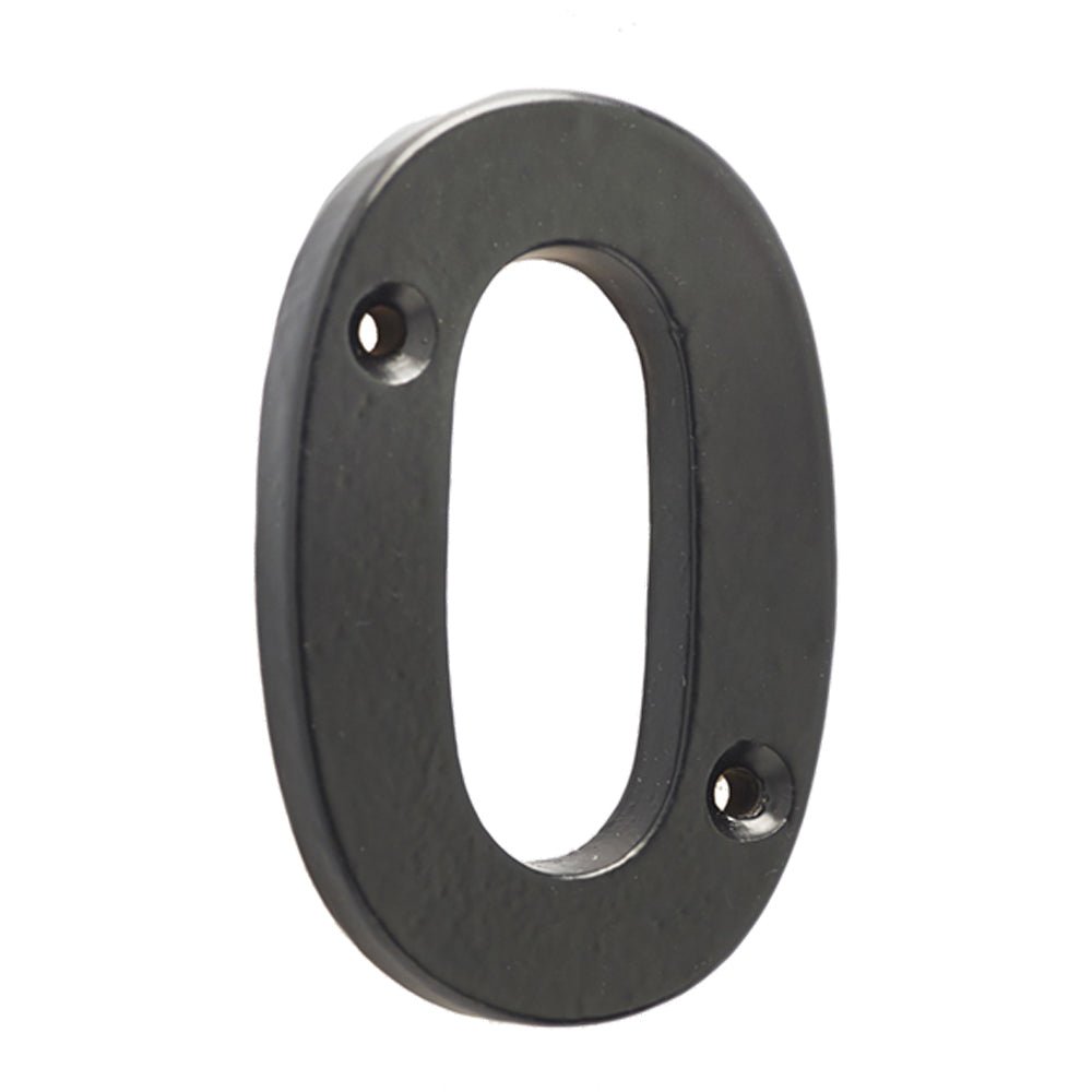 Loops Direct 75mm Matt Black Door Plaque - Number 0
