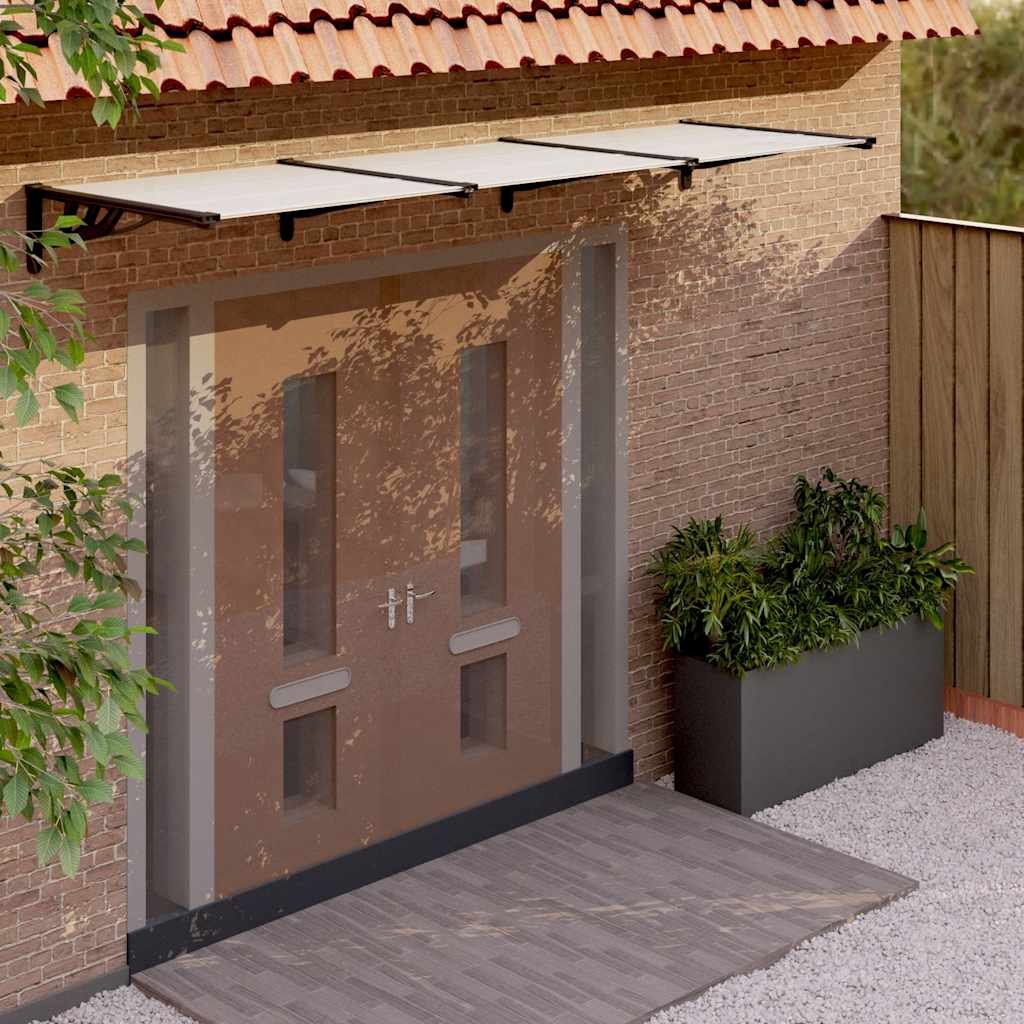 Walplus Polycarbonate Door Canopy - Black and Transparent - 297.5 x 90 x 27.5 cm