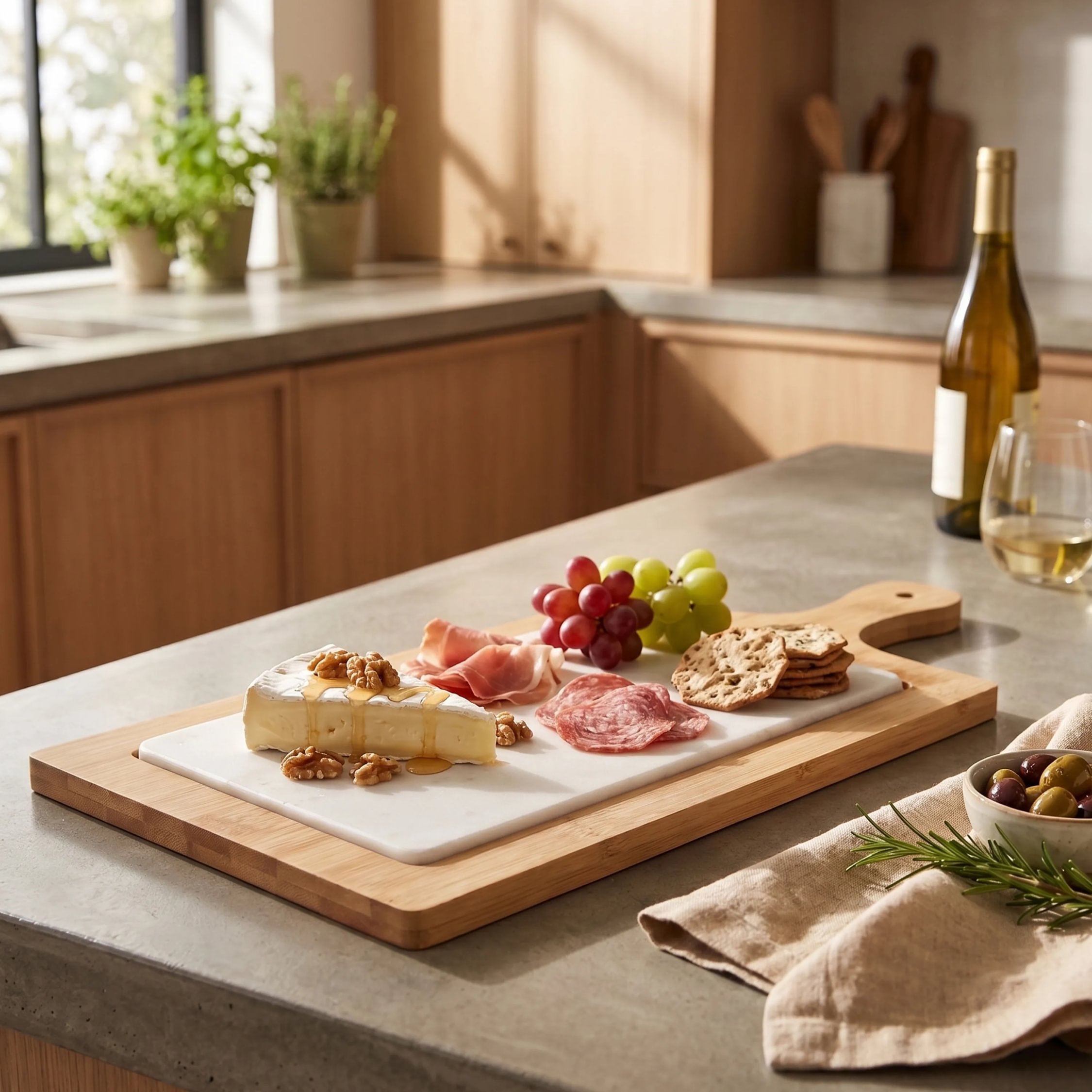 Orsina Monzaro Marble And Bamboo Cheese Board - Two Tone