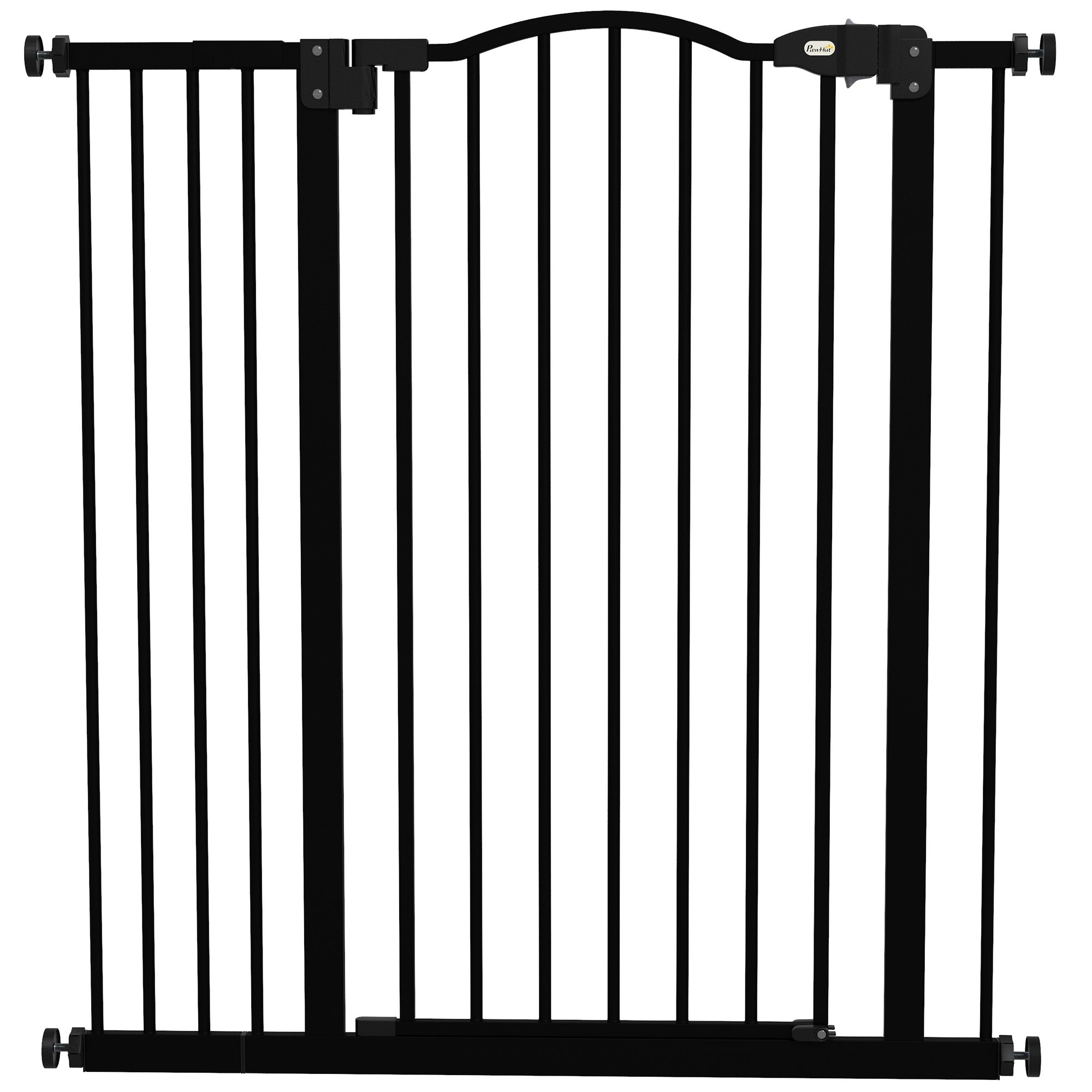PawHut Adjustable Pressure Fit Auto Close Dog Stair Gate - 74-94cm - Black