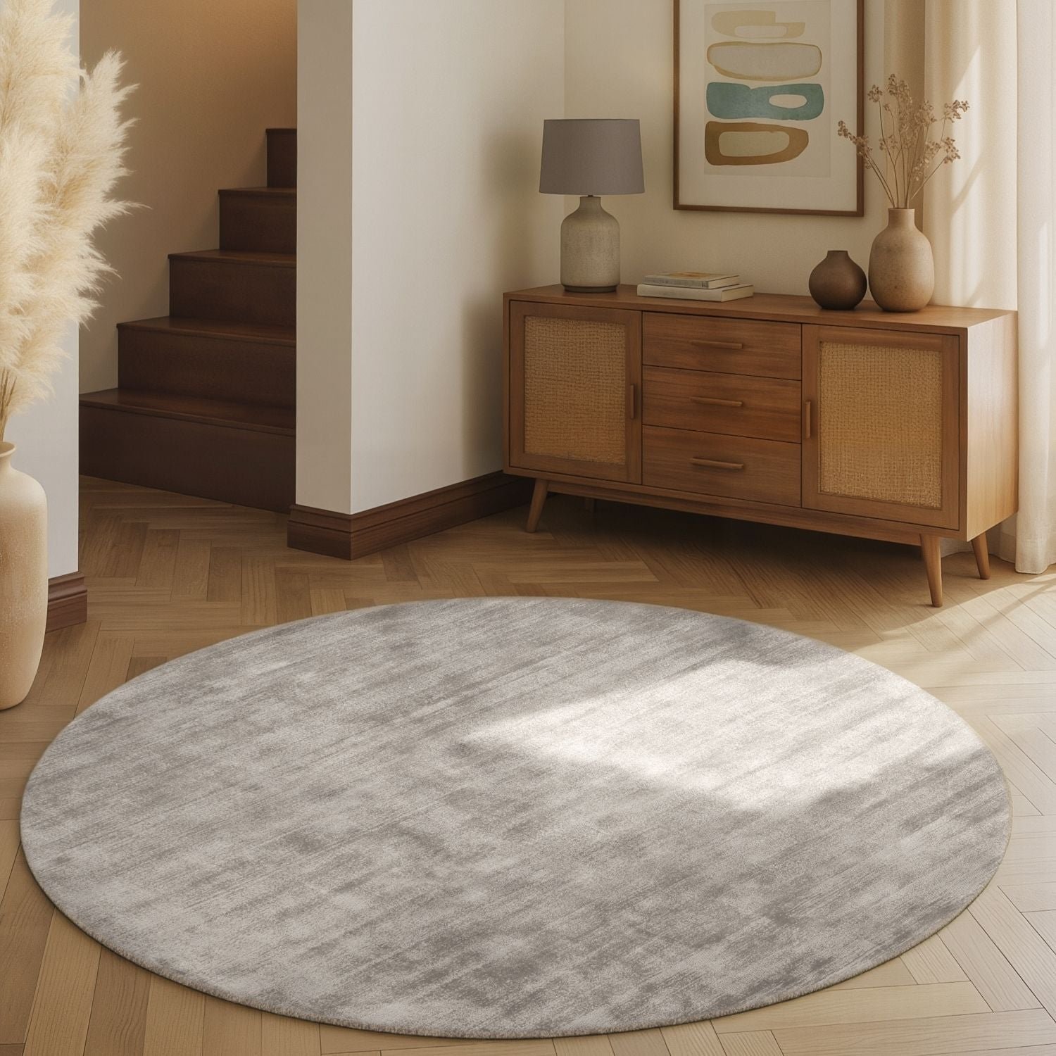 Hanse Home Grey Vikosa Jane Plain Round Rug - 150cm